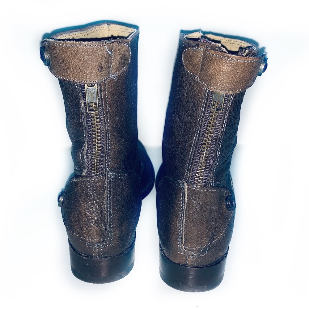 Frye 6 Brown Leather Boots Mid Calf Melissa Button - Picture 5 of 7